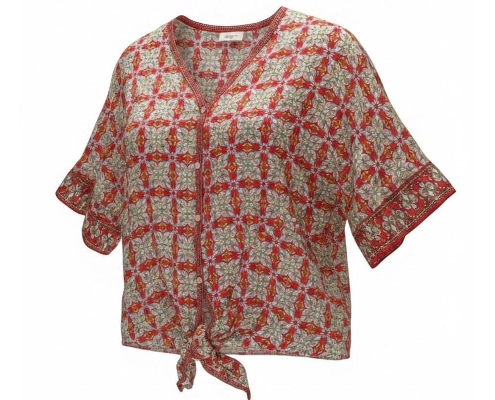 Max Studio Tie Front Print Blouse Size M